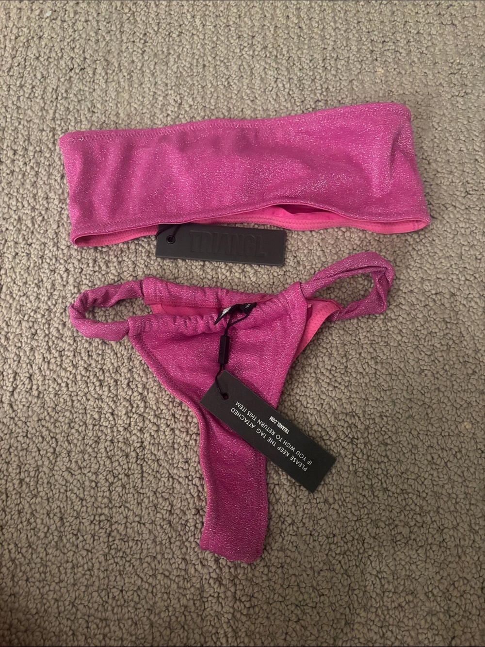 triangl swimwear Shimmery pink Bandeau Bikini Set
